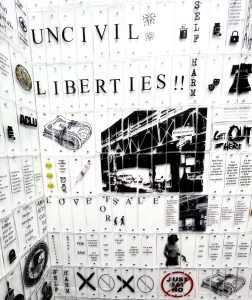 Uncivil Liberties Uncivil liberties black and white text on glass microscope slides about mental health addiction and mass incarceration of mentally ill